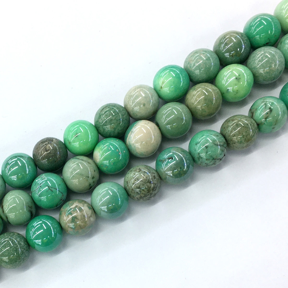 CAG83 Grass Agate Beads AB-Color Electroplated Smooth Round 14mm 15.5" Strand