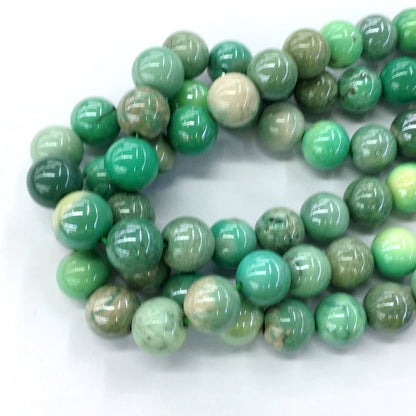 CAG83 Grass Agate Beads AB-Color Electroplated Smooth Round 14mm 15.5" Strand