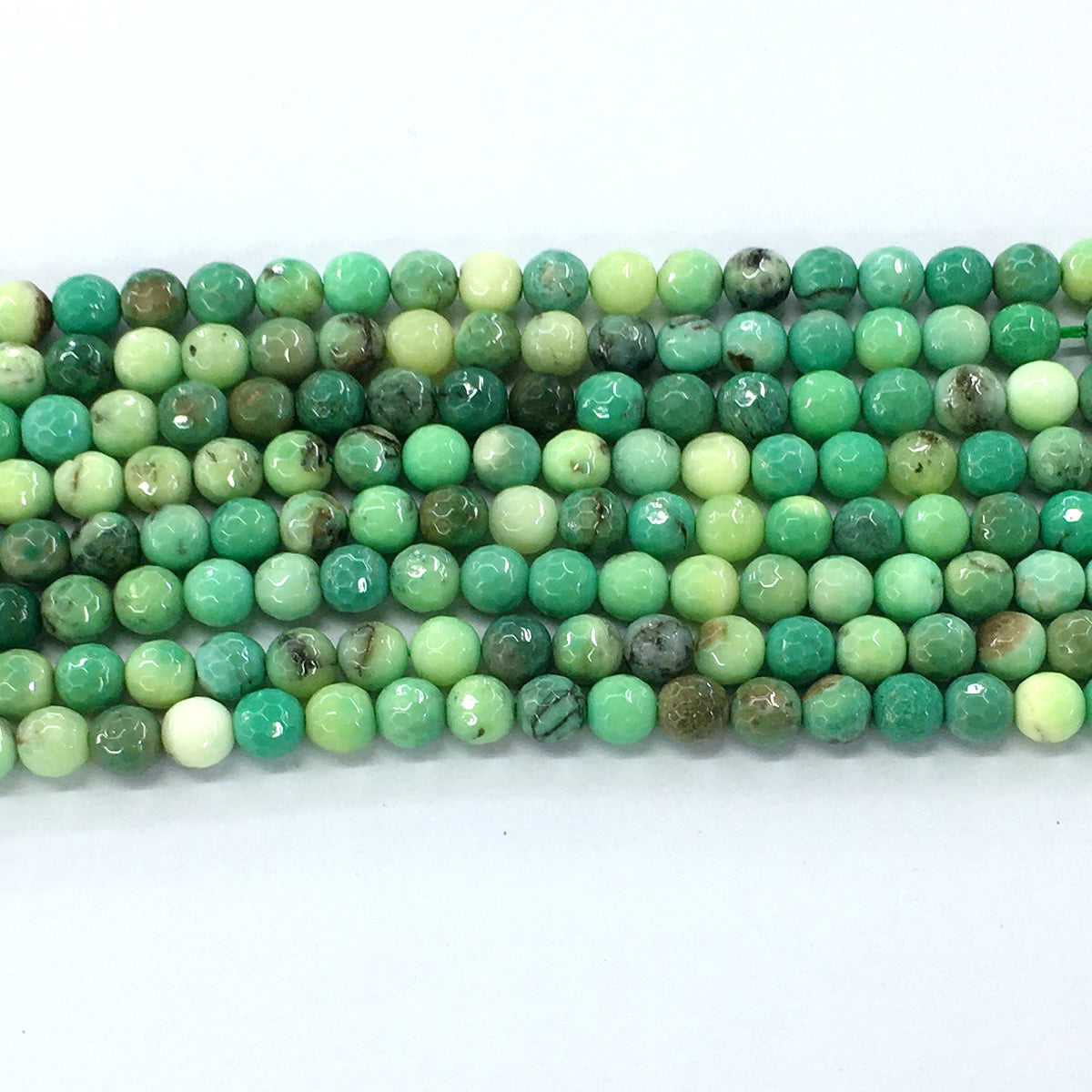 CAG88 Grass Agate Beads Faceted Round 6mm 15.5" Strand