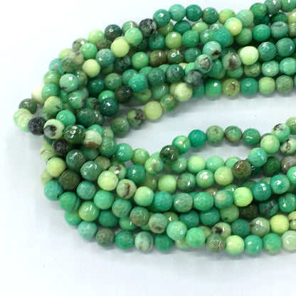 CAG88 Grass Agate Beads Faceted Round 6mm 15.5" Strand