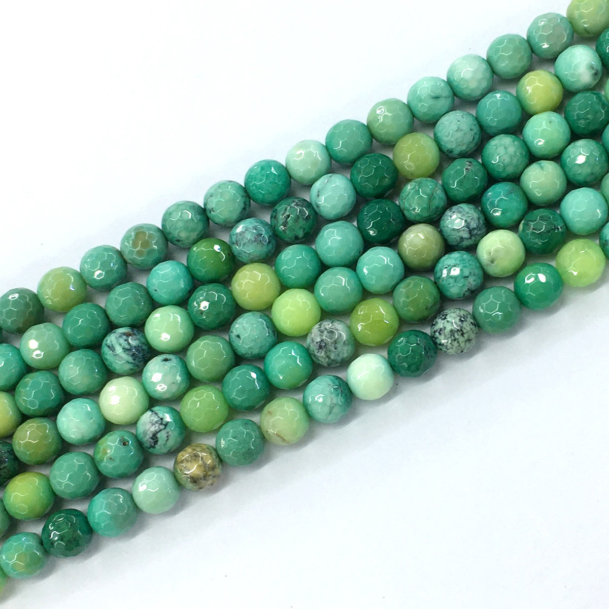 CAG89 Grass Agate Beads Faceted Round 8mm 15.5" Strand