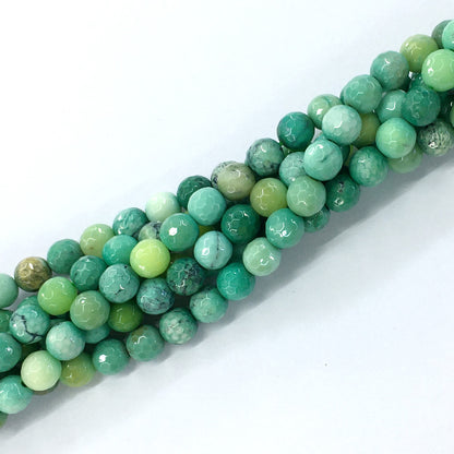 CAG89 Grass Agate Beads Faceted Round 8mm 15.5" Strand