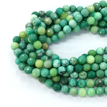 CAG89 Grass Agate Beads Faceted Round 8mm 15.5" Strand