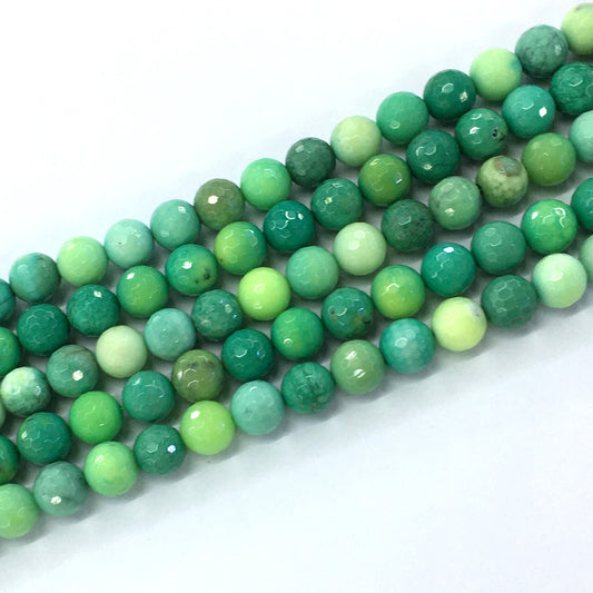 CAG90 Grass Agate Beads Faceted Round 10mm 15.5" Strand