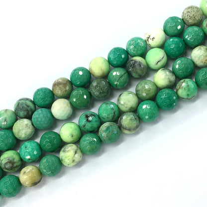 CAG91 Grass Agate Beads Faceted Round 12mm 15.5" Strand