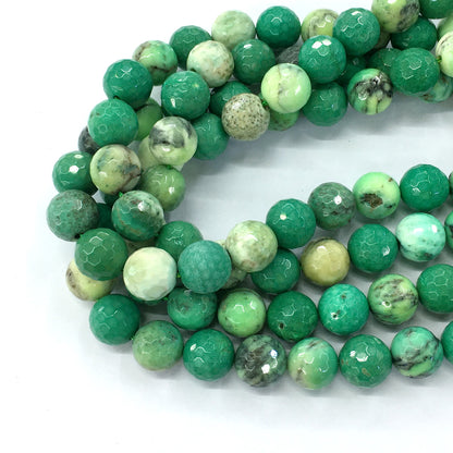 CAG91 Grass Agate Beads Faceted Round 12mm 15.5" Strand