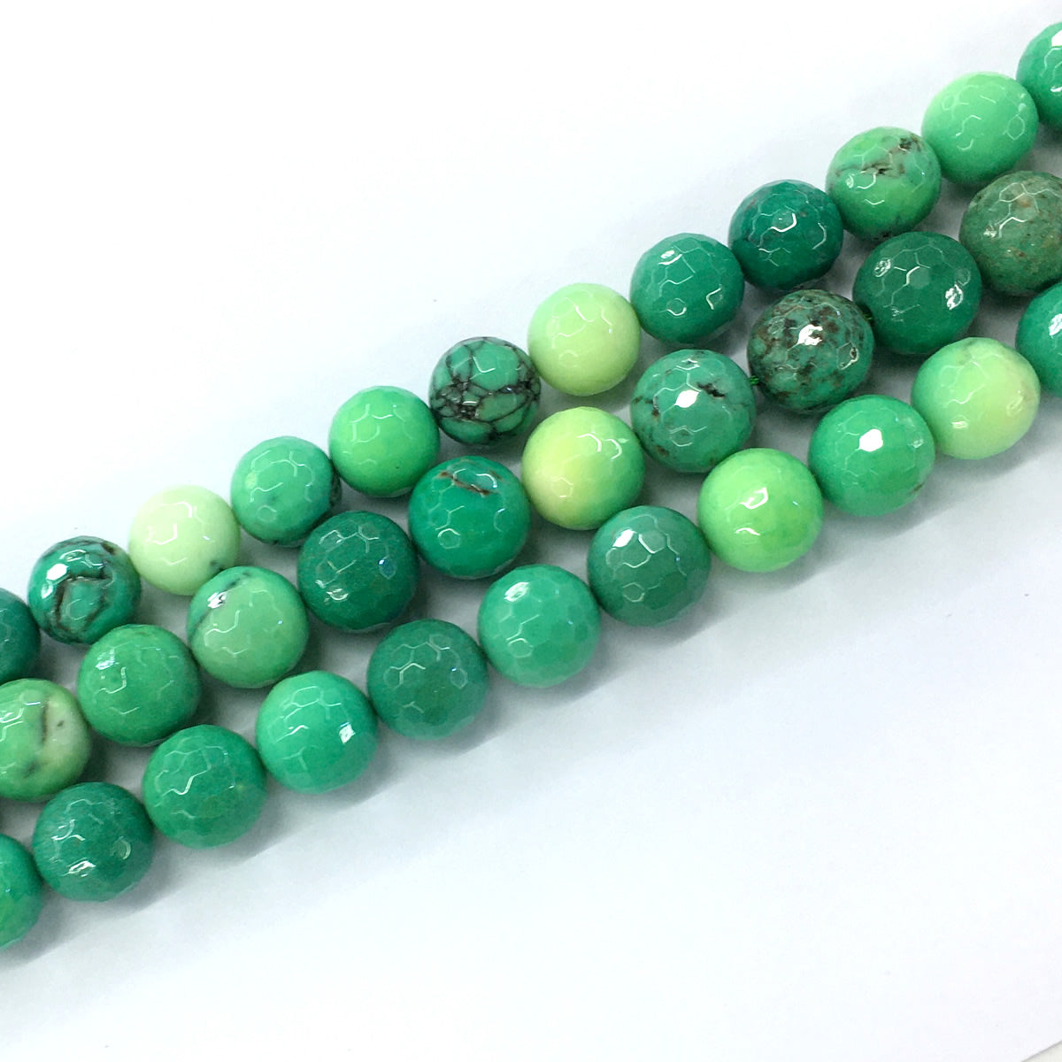 CAG92 Grass Agate Beads Faceted Round 14mm 15.5" Strand