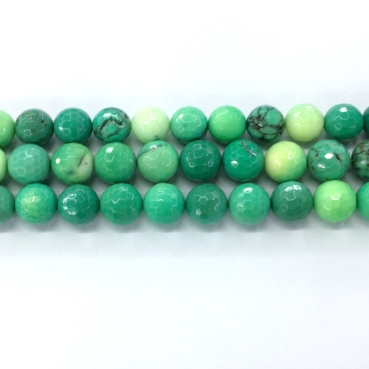 CAG92 Grass Agate Beads Faceted Round 14mm 15.5" Strand