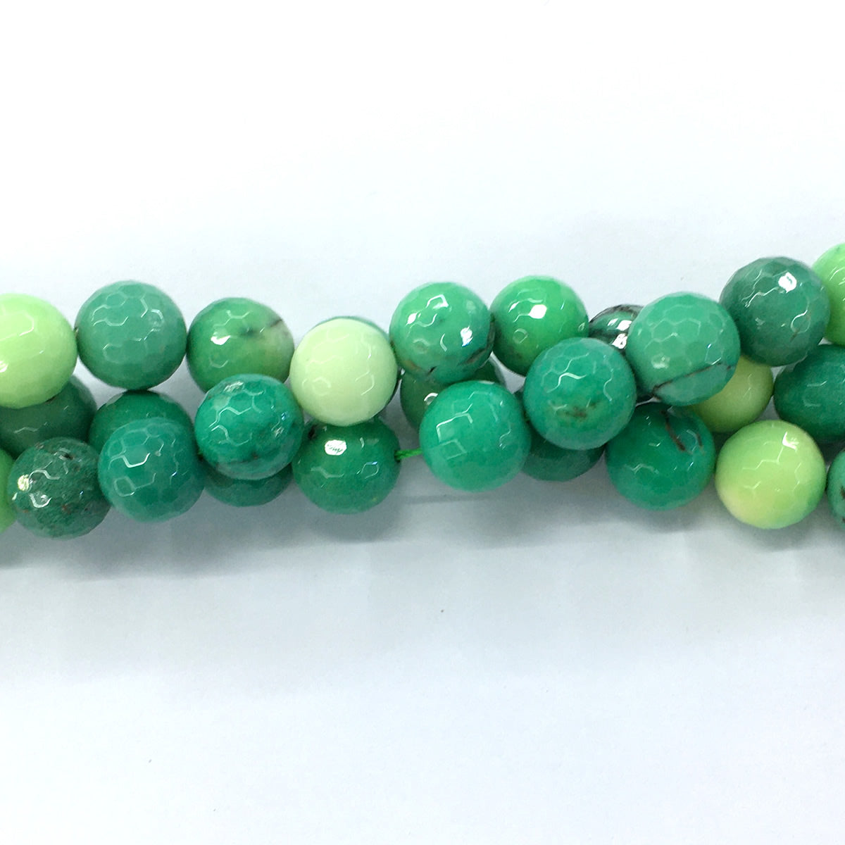 CAG92 Grass Agate Beads Faceted Round 14mm 15.5" Strand