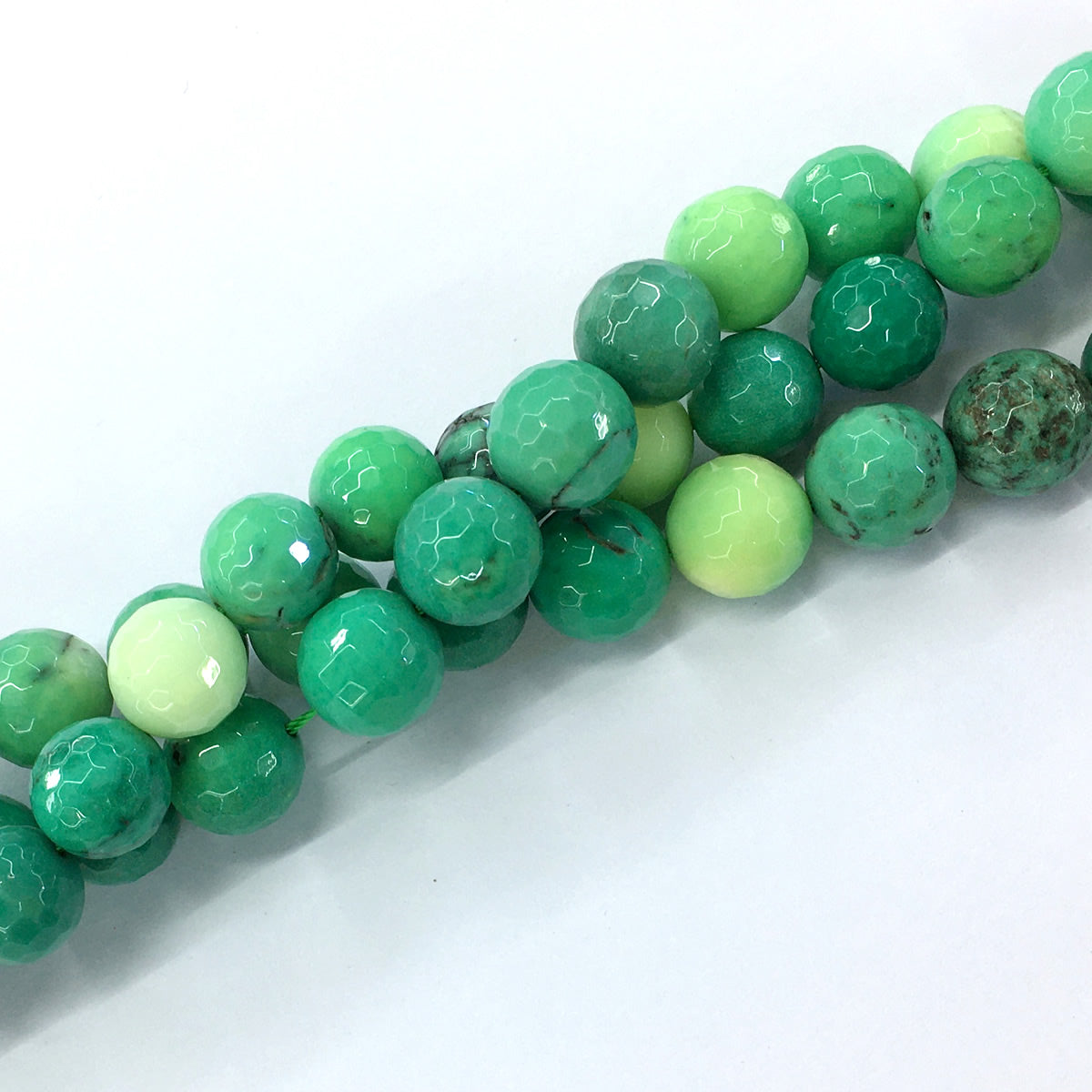 CAG92 Grass Agate Beads Faceted Round 14mm 15.5" Strand