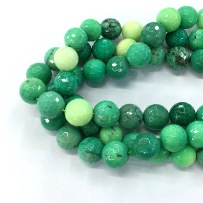 CAG92 Grass Agate Beads Faceted Round 14mm 15.5" Strand