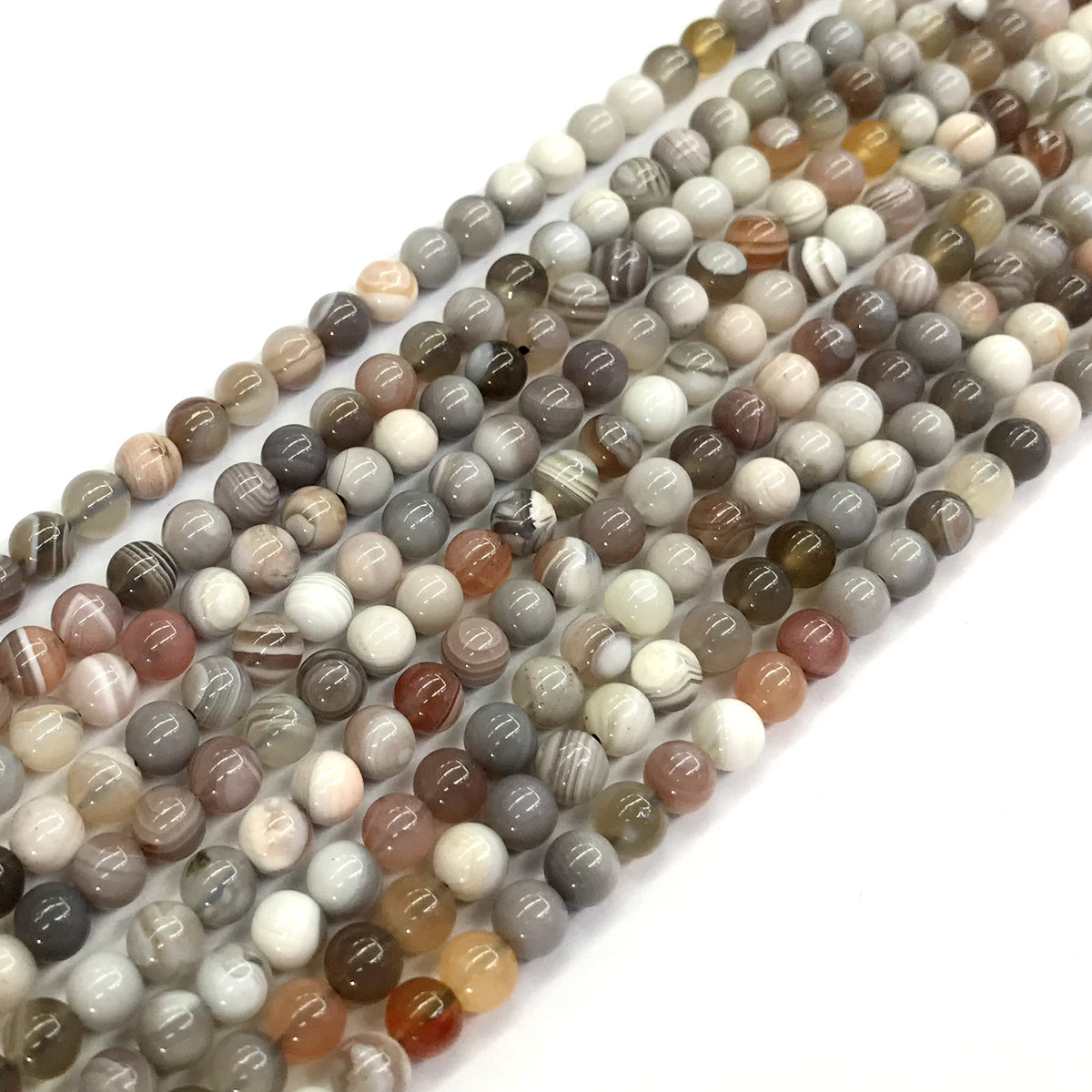 CAG95 Botswana Agate Beads Smooth Round 4mm 15.5" Strand