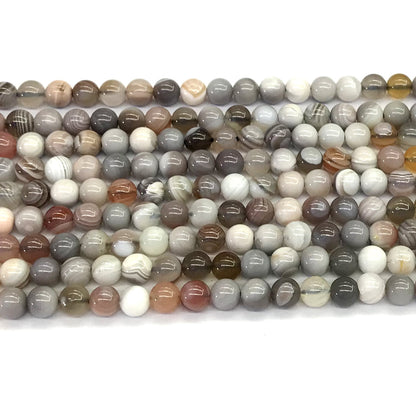 CAG95 Botswana Agate Beads Smooth Round 4mm 15.5" Strand