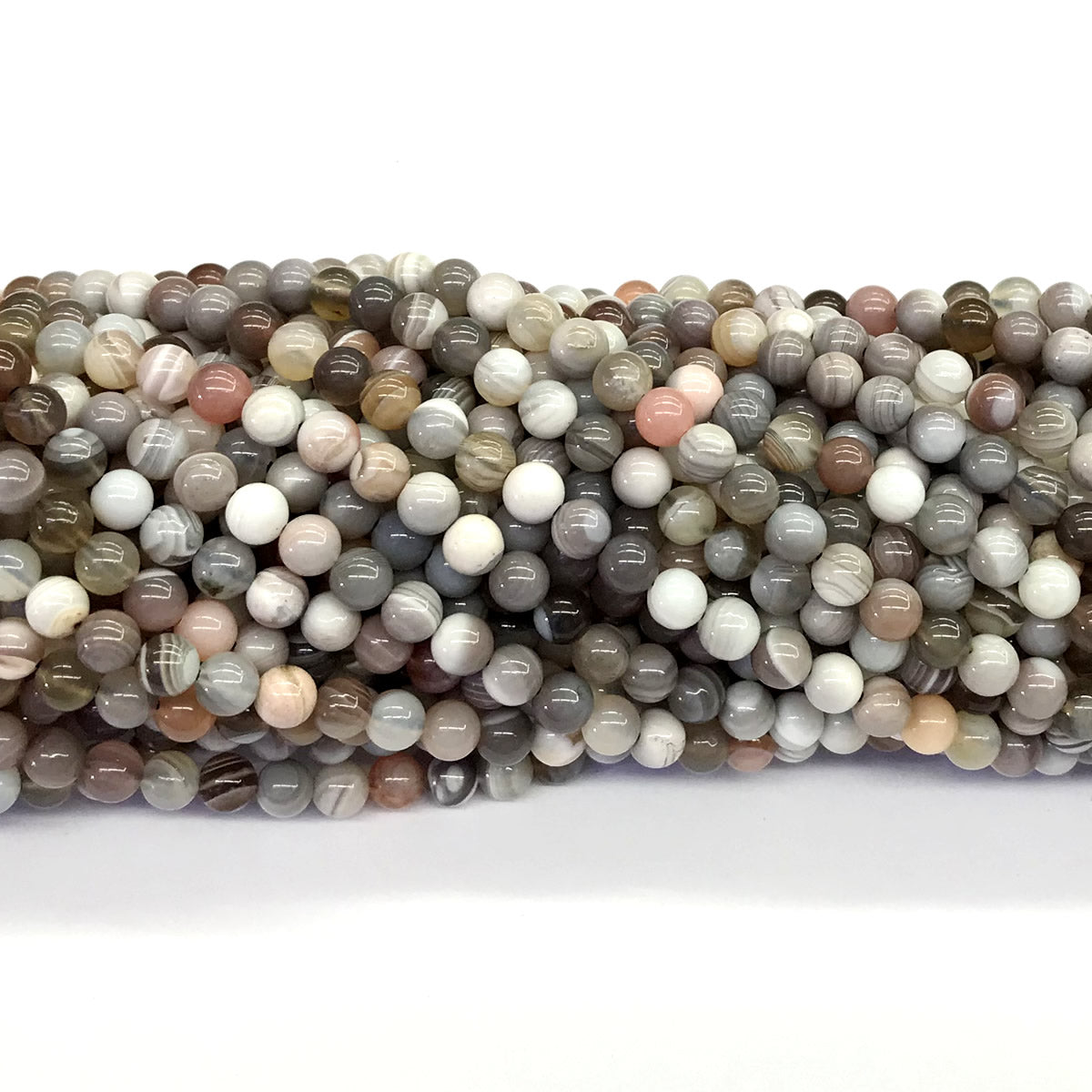 CAG95 Botswana Agate Beads Smooth Round 4mm 15.5" Strand