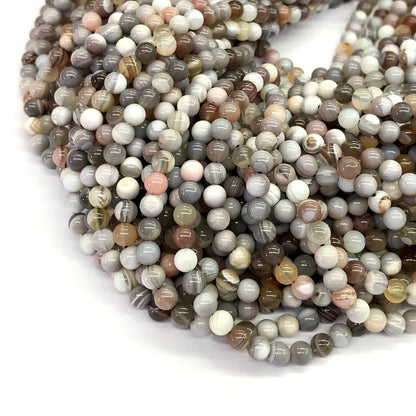 CAG95 Botswana Agate Beads Smooth Round 4mm 15.5" Strand