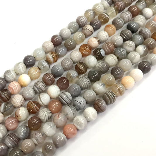 CAG96 Botswana Agate Beads Smooth Round 6mm 15.5" Strand