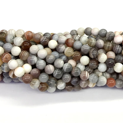 CAG96 Botswana Agate Beads Smooth Round 6mm 15.5" Strand