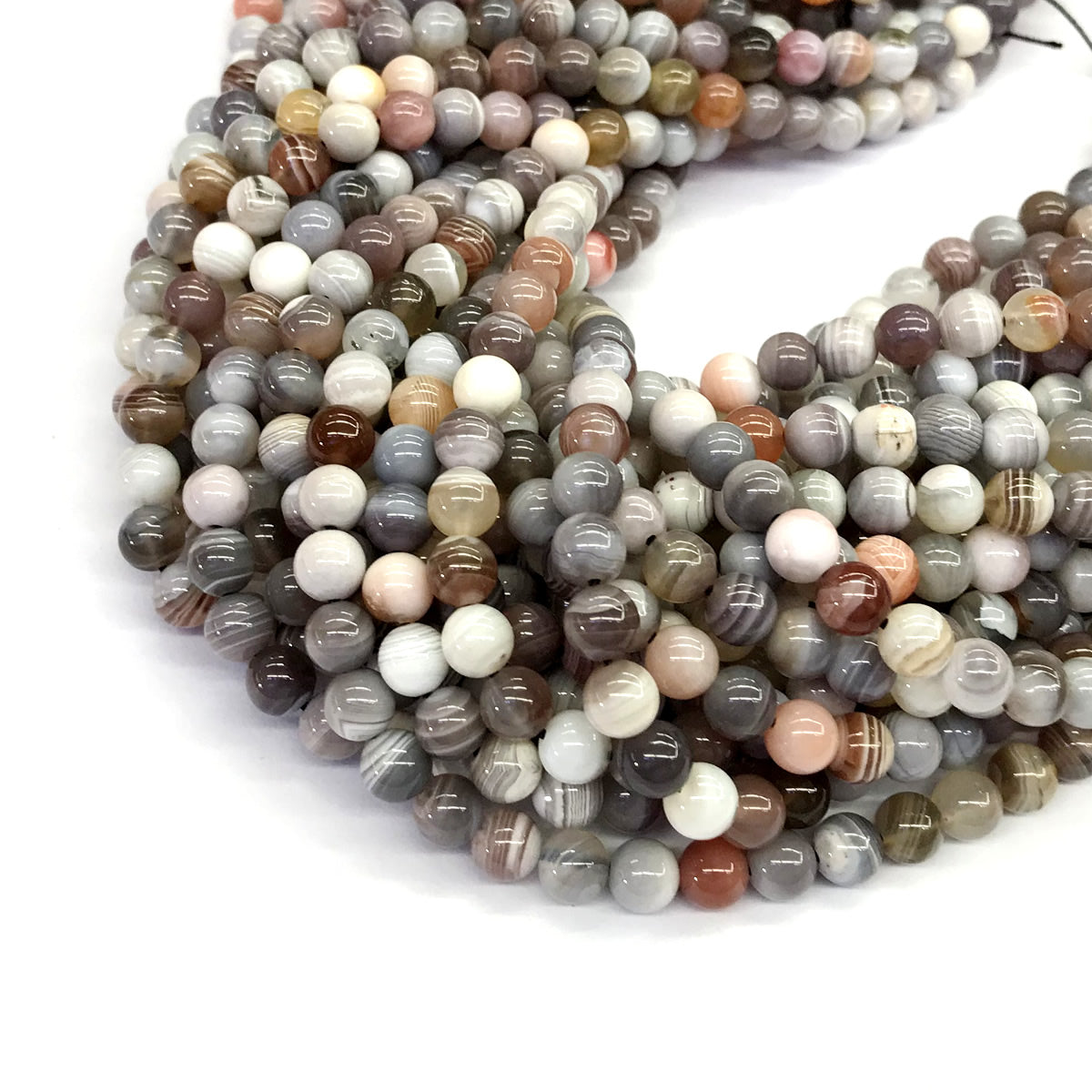 CAG96 Botswana Agate Beads Smooth Round 6mm 15.5" Strand