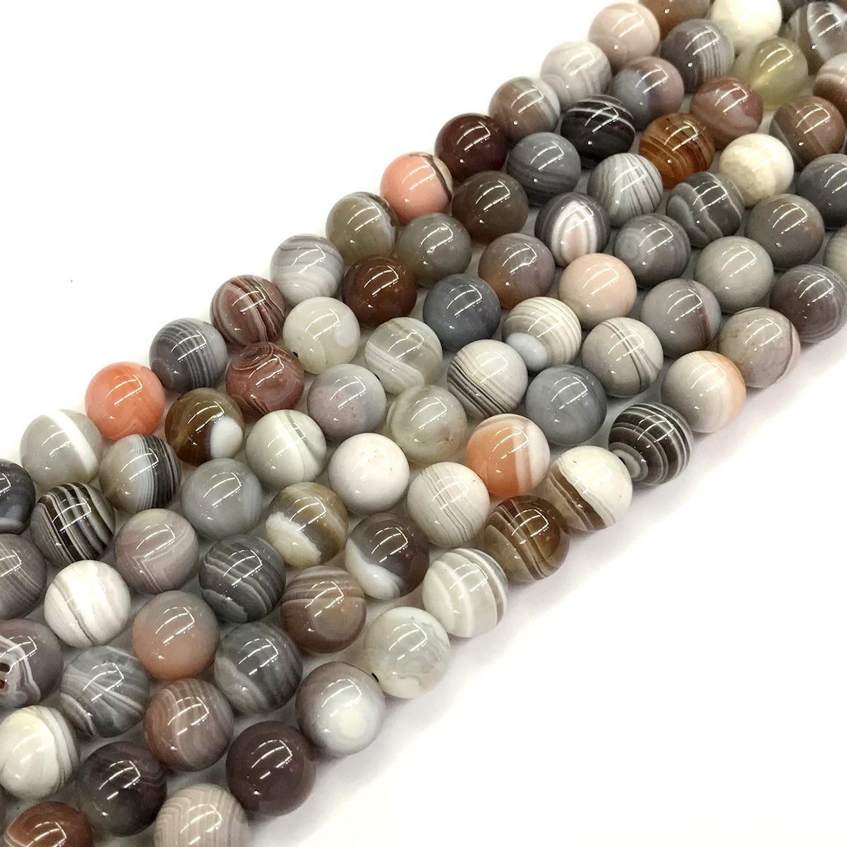 CAG97 Botswana Agate Beads Smooth Round 8mm 15.5" Strand