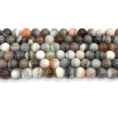 CAG97 Botswana Agate Beads Smooth Round 8mm 15.5" Strand