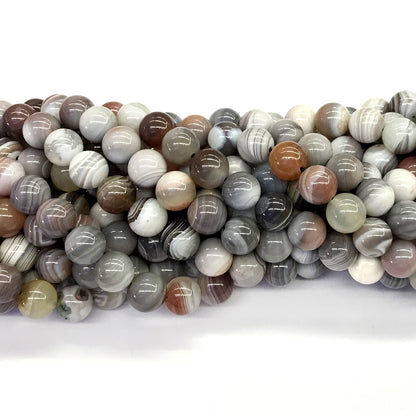 CAG97 Botswana Agate Beads Smooth Round 8mm 15.5" Strand