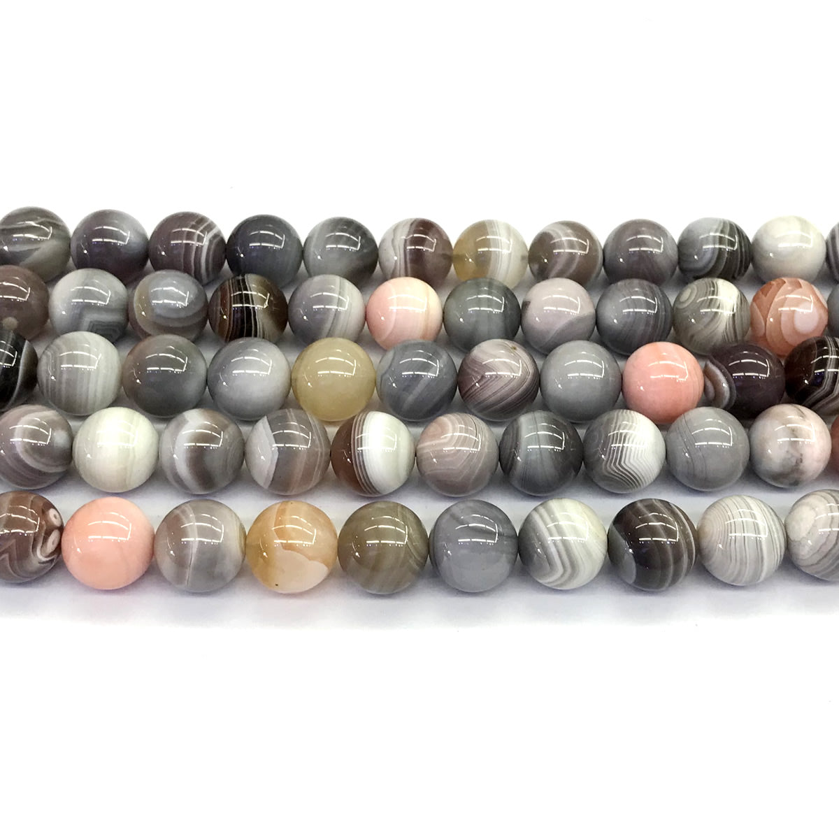 CAG98 Botswana Agate Beads Smooth Round 10mm 15.5" Strand