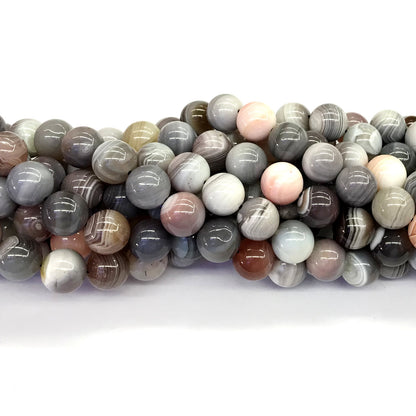 CAG98 Botswana Agate Beads Smooth Round 10mm 15.5" Strand