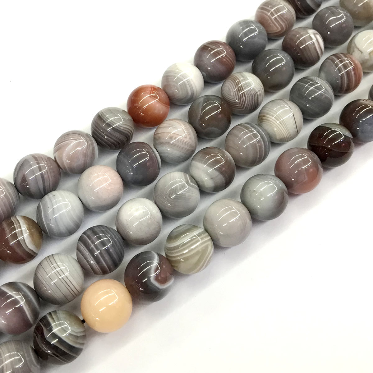 CAG99 Botswana Agate Beads Smooth Round 12mm 15.5" Strand