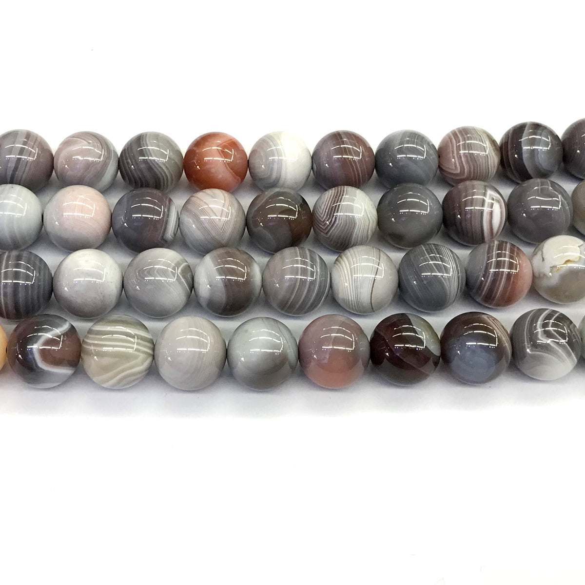 CAG99 Botswana Agate Beads Smooth Round 12mm 15.5" Strand