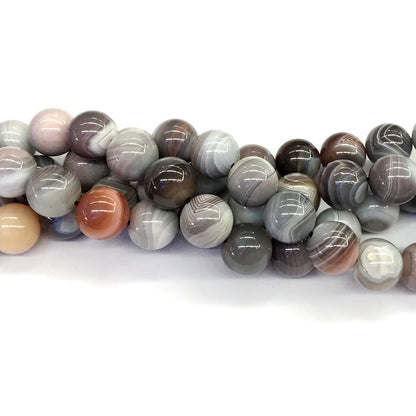 CAG99 Botswana Agate Beads Smooth Round 12mm 15.5" Strand