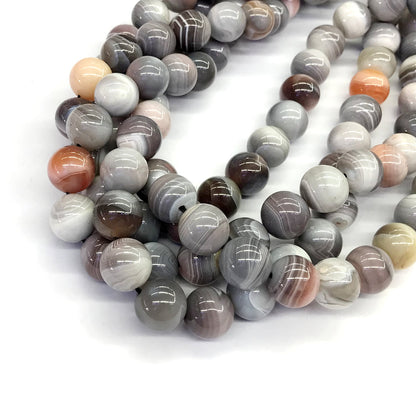 CAG99 Botswana Agate Beads Smooth Round 12mm 15.5" Strand