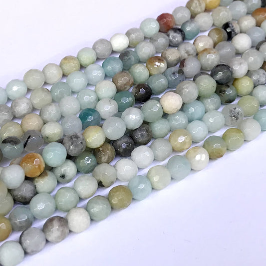 CAM02 Amazonite Gemstone Beads Faceted Round 6mm 15" Strand