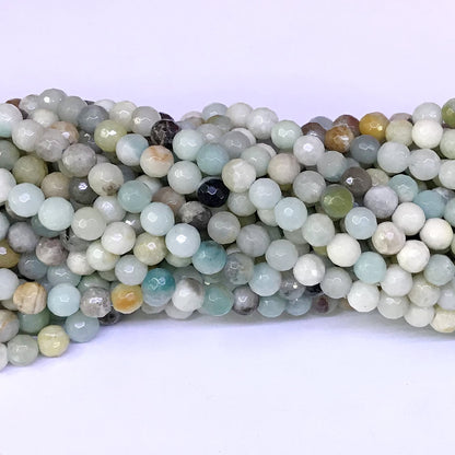 CAM02 Amazonite Gemstone Beads Faceted Round 6mm 15" Strand