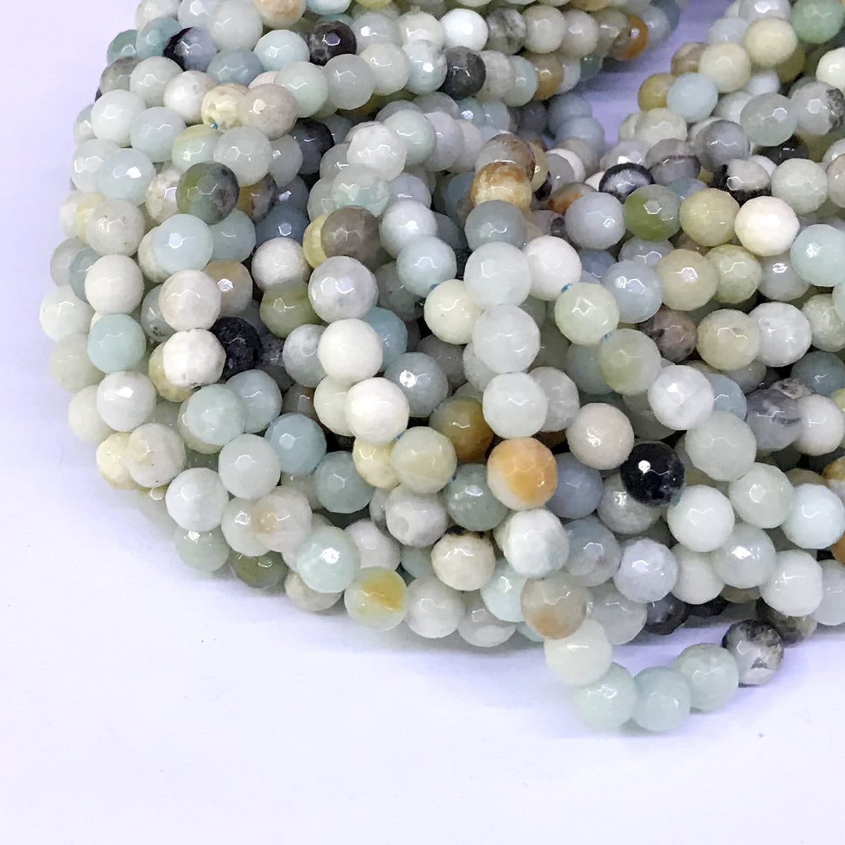 CAM02 Amazonite Gemstone Beads Faceted Round 6mm 15" Strand