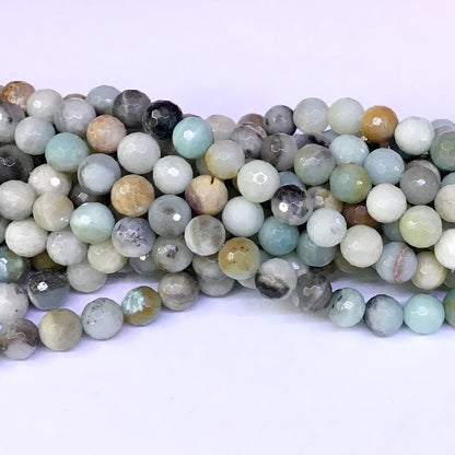 CAM03 Amazonite Gemstone Beads Faceted Round 8mm 15" Strand