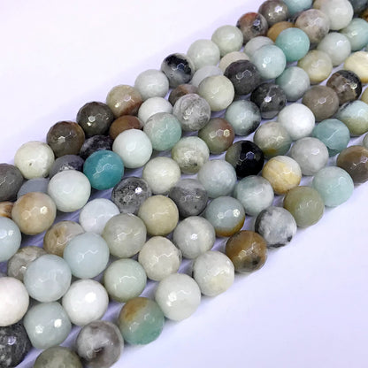 CAM04 Amazonite Gemstone Beads Faceted Round 10mm 15" Strand