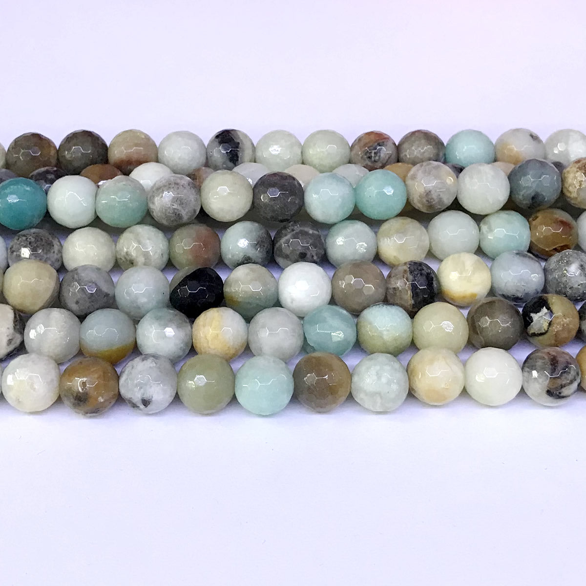 CAM04 Amazonite Gemstone Beads Faceted Round 10mm 15" Strand