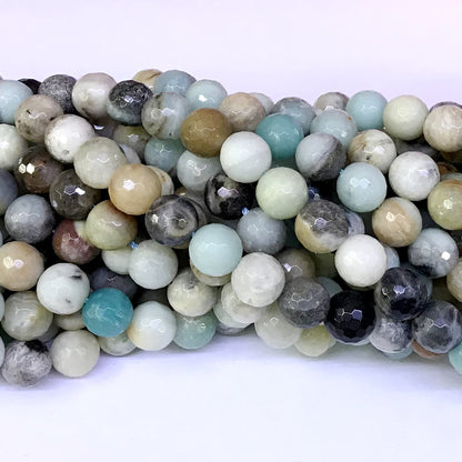 CAM04 Amazonite Gemstone Beads Faceted Round 10mm 15" Strand