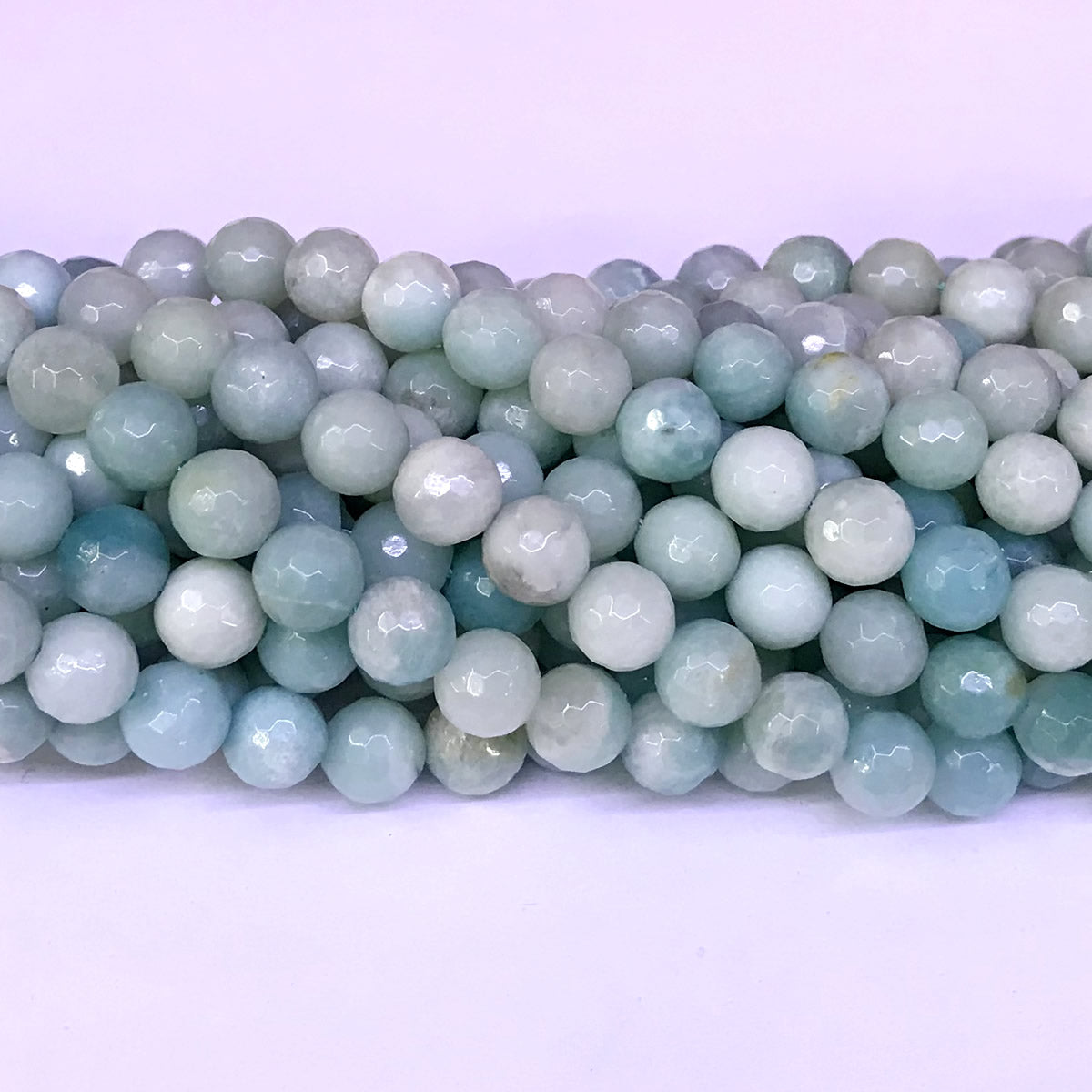 CAM08 Amazonite Gemstone Beads Faceted Round 8mm 15" Strand