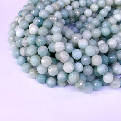 CAM08 Amazonite Gemstone Beads Faceted Round 8mm 15" Strand