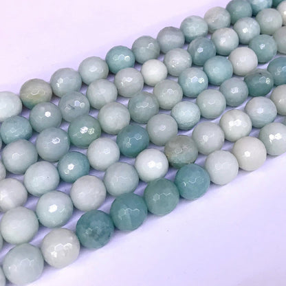 CAM09 Amazonite Gemstone Beads Faceted Round 10mm 15" Strand