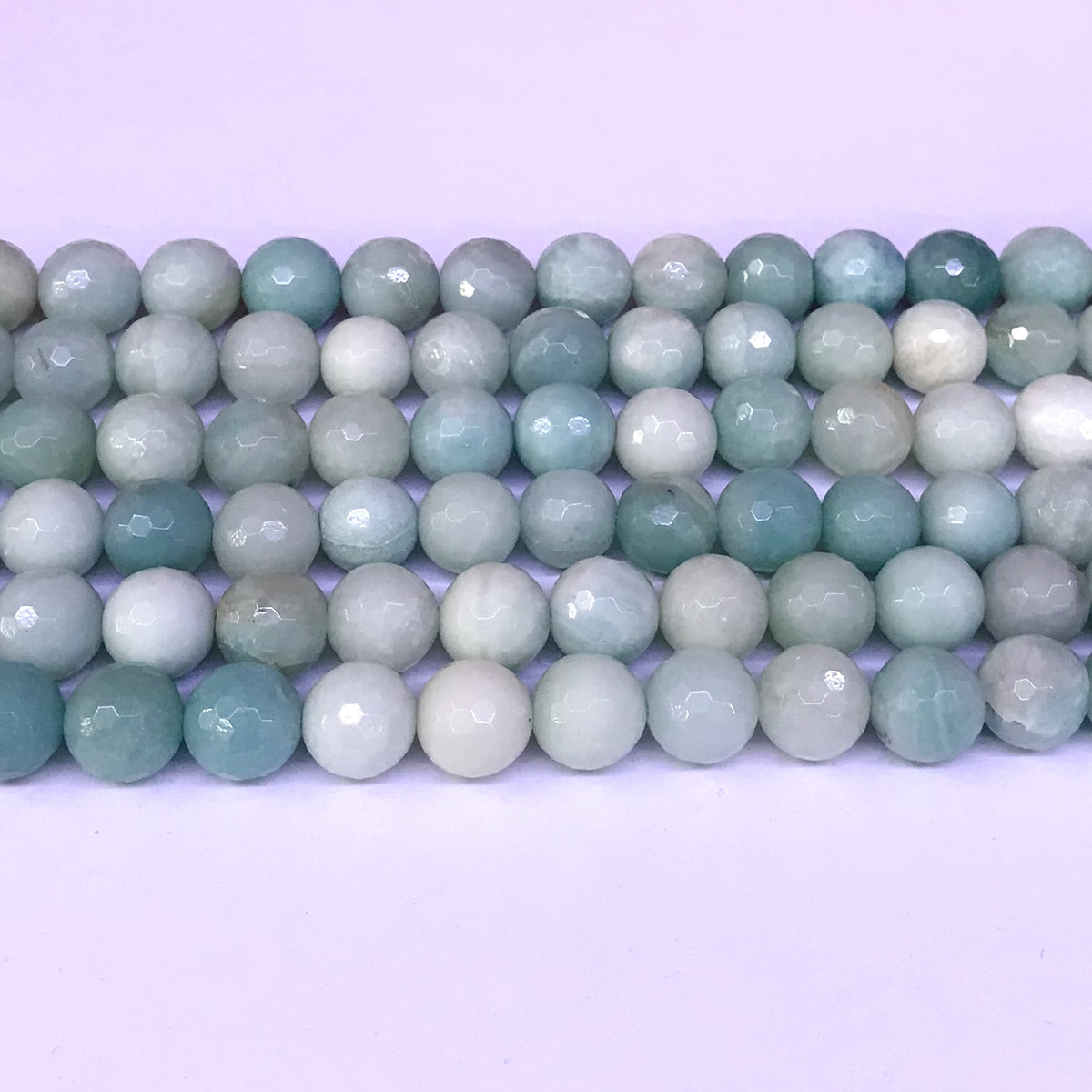 CAM09 Amazonite Gemstone Beads Faceted Round 10mm 15" Strand