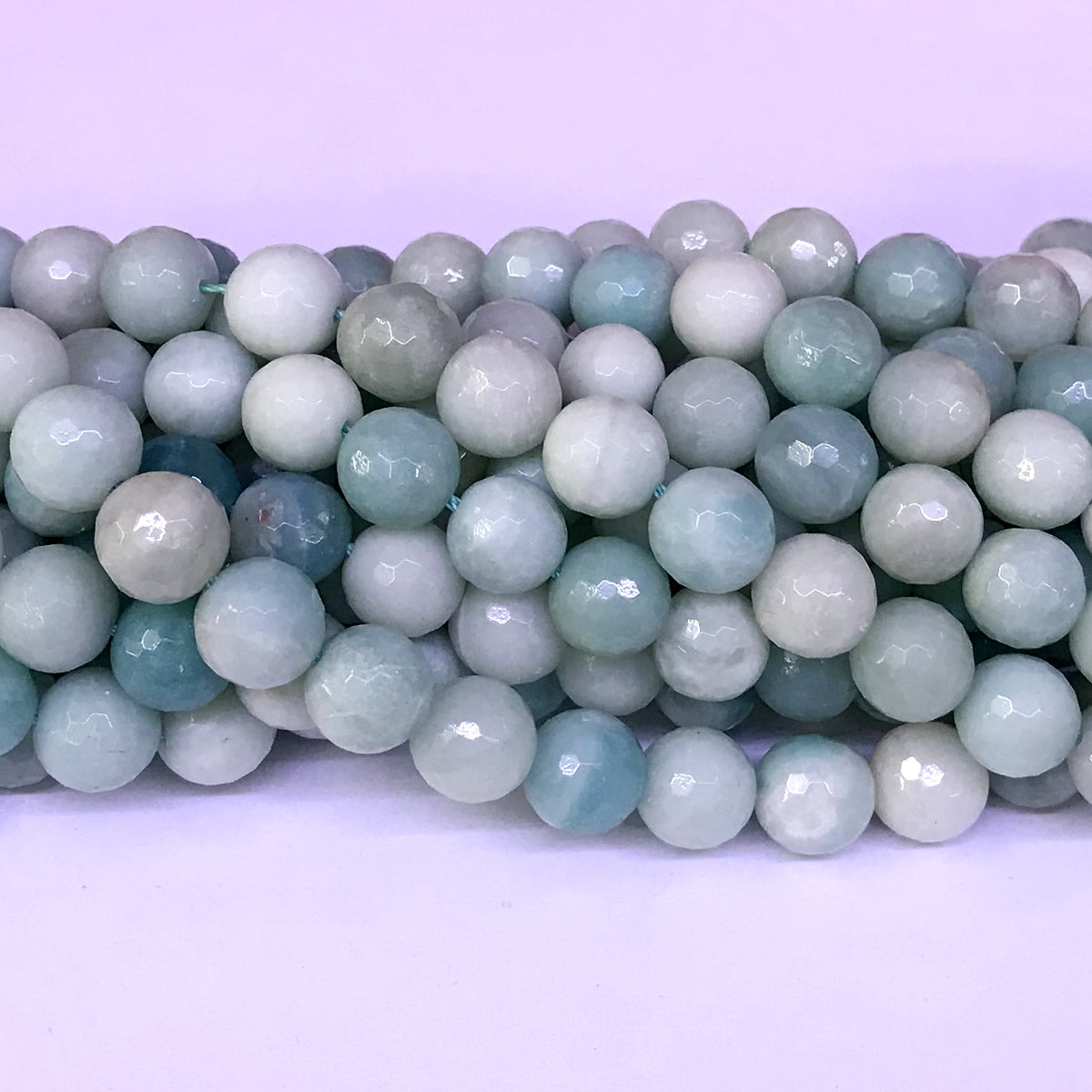 CAM09 Amazonite Gemstone Beads Faceted Round 10mm 15" Strand