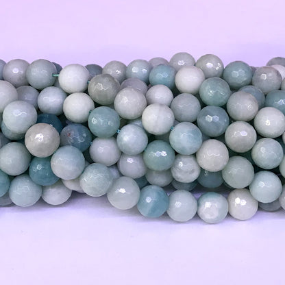 CAM09 Amazonite Gemstone Beads Faceted Round 10mm 15" Strand