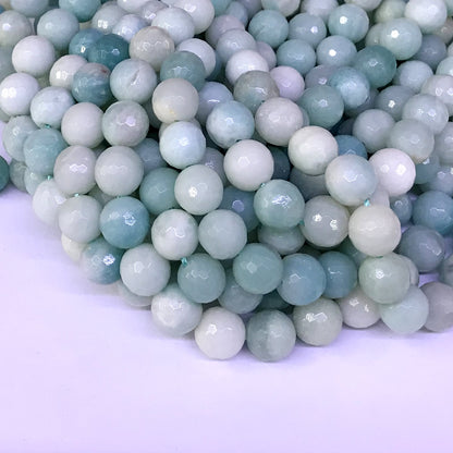 CAM09 Amazonite Gemstone Beads Faceted Round 10mm 15" Strand