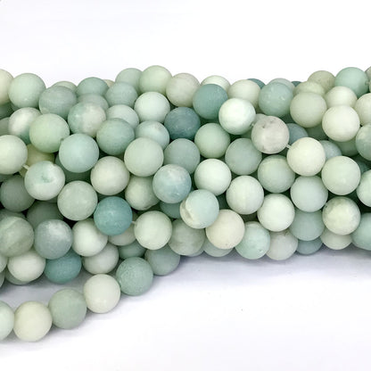 CAM17 Amazonite Gemstone Beads Matte Round 10mm 15" Strand