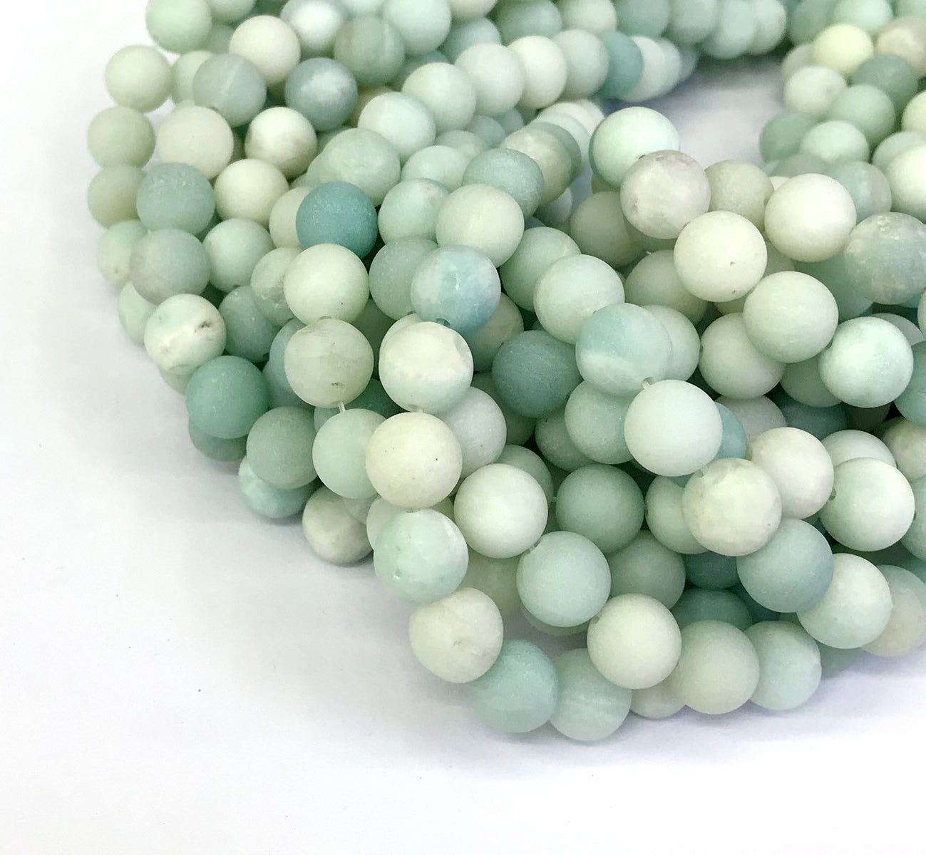 CAM17 Amazonite Gemstone Beads Matte Round 10mm 15" Strand