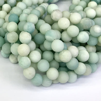 CAM18 Amazonite Gemstone Beads Matte Round 12mm 15" Strand