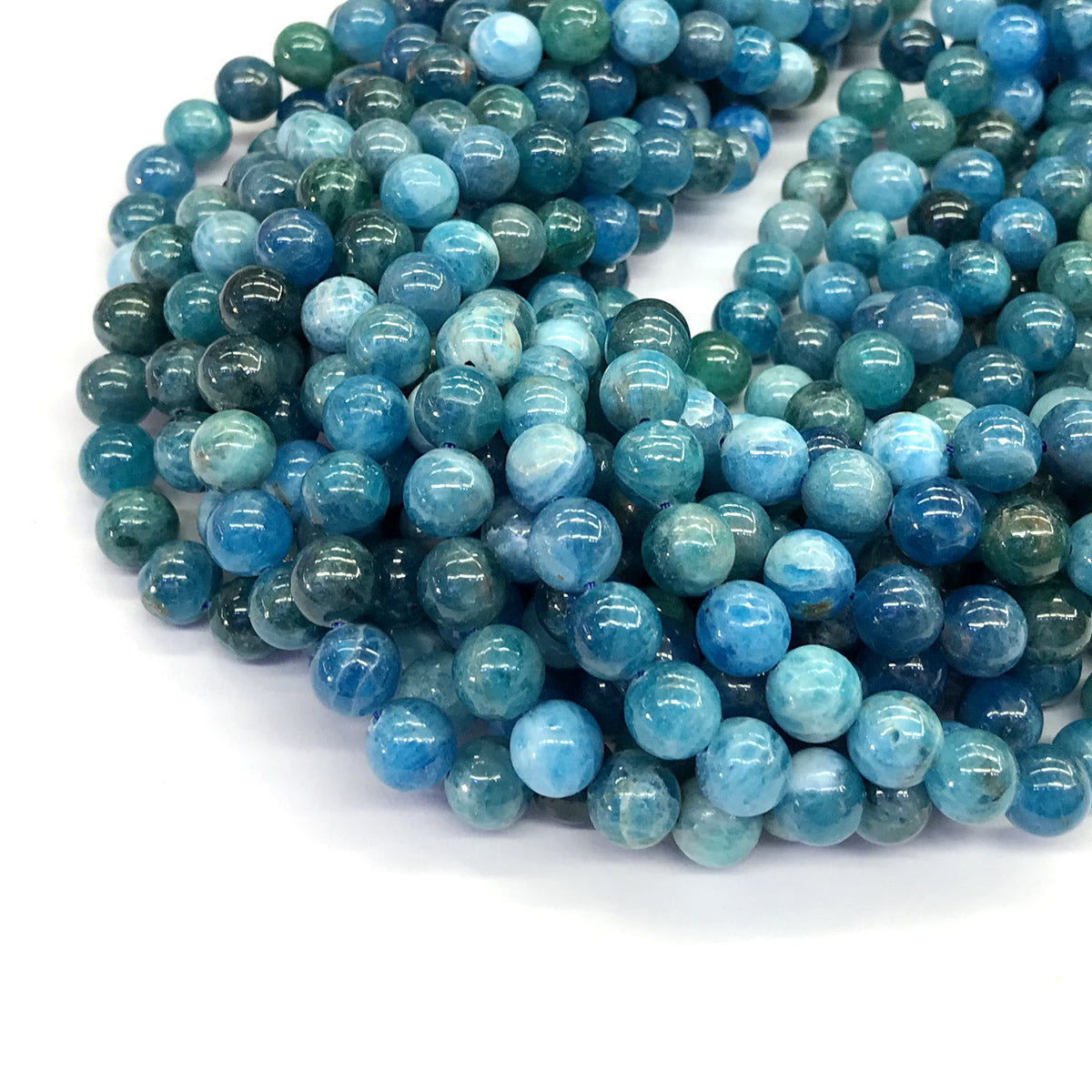 CAP03 Apatite Gemstone Beads Smooth Round 8mm 15.5" Strand