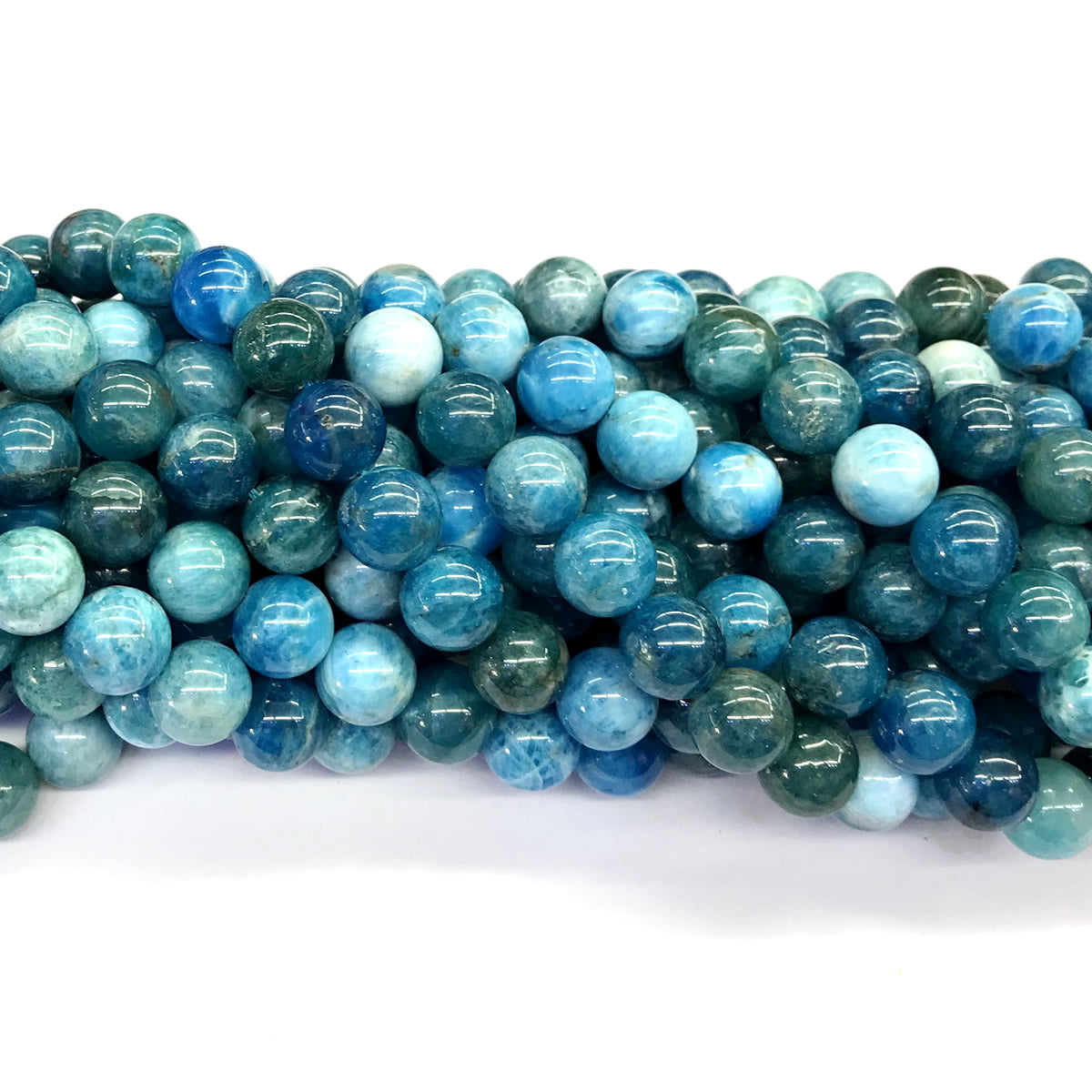 CAP04 Apatite Gemstone Beads Smooth Round 10mm 15.5" Strand